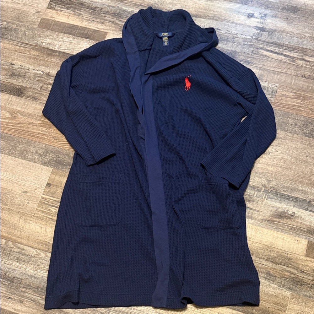 Ralph Lauren Men’s Navy Hooded Open-Front Robe size L XL